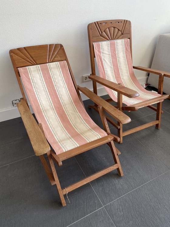 Image 1 of 2x Vintage Deckchairs