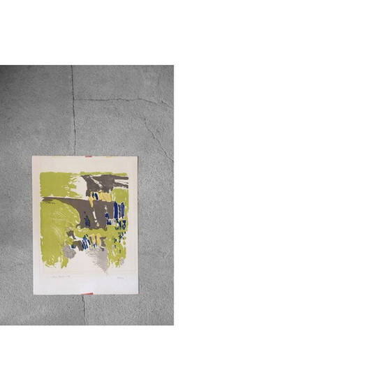 Image 1 of Vintage kleurenlitho op Van Gelder Zonen papier door Jörgen Fogelqvist, Zweden 1980