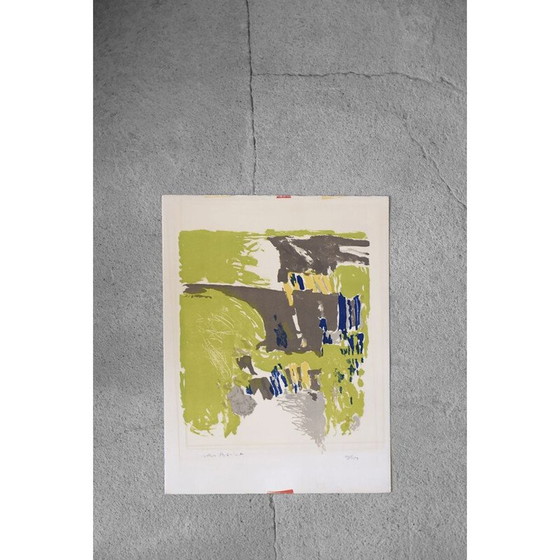 Image 1 of Vintage kleurenlitho op Van Gelder Zonen papier door Jörgen Fogelqvist, Zweden 1980