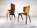 Set van 4 stoelen Mid Century Kadeder beuken vintage stapelbare stoel