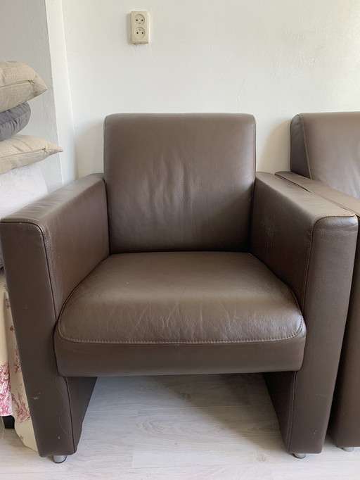 2x Montel Leren Fauteuils