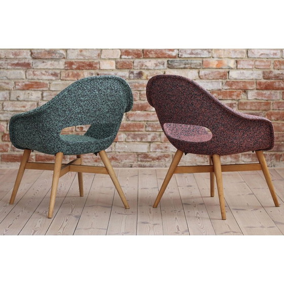 Image 1 of Paar vintage houten fauteuils van Miroslav Navrátil, Tsjecho-Slowakije 1950