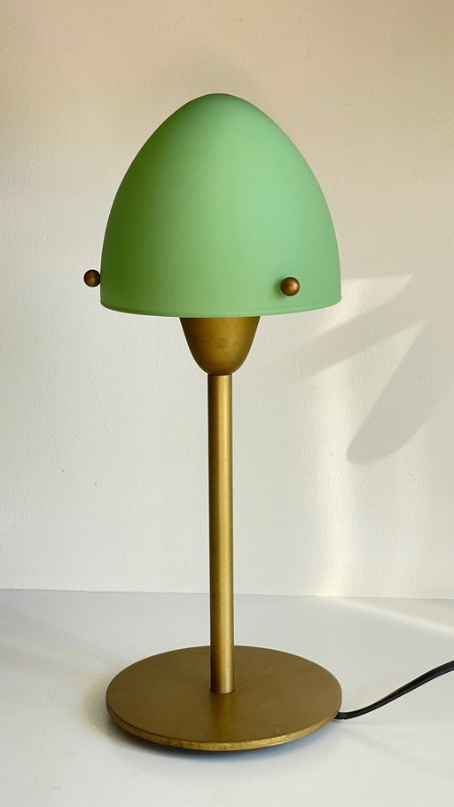 Vintage SCE paddestoel lamp in staal en opaline glas