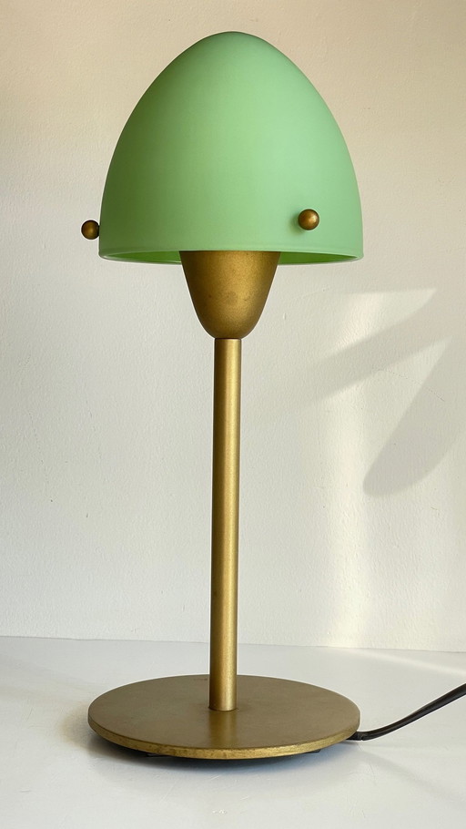 Vintage SCE paddestoel lamp in staal en opaline glas