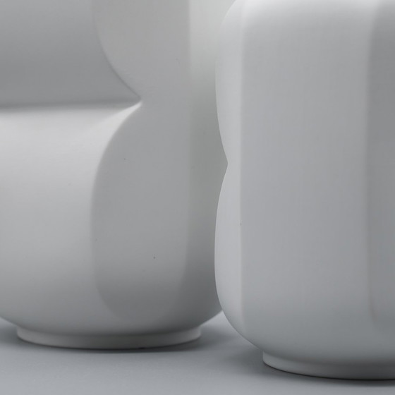 Image 1 of Op-Art Bisque Porseleinen Vioolvaas Duo Heinrich Fuchs Hutschenreuther Archais