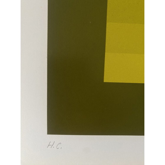 Image 1 of Vintage "eerbetoon aan Vasarely" litho door Jim Bird, 1970