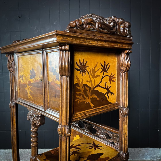 Image 1 of Vintage Etagere Kast – in de Stijl van Émile Gallé