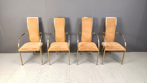 Image 1 of Messing eetkamerstoelen van Belgochrom, 1970 - Set van 4