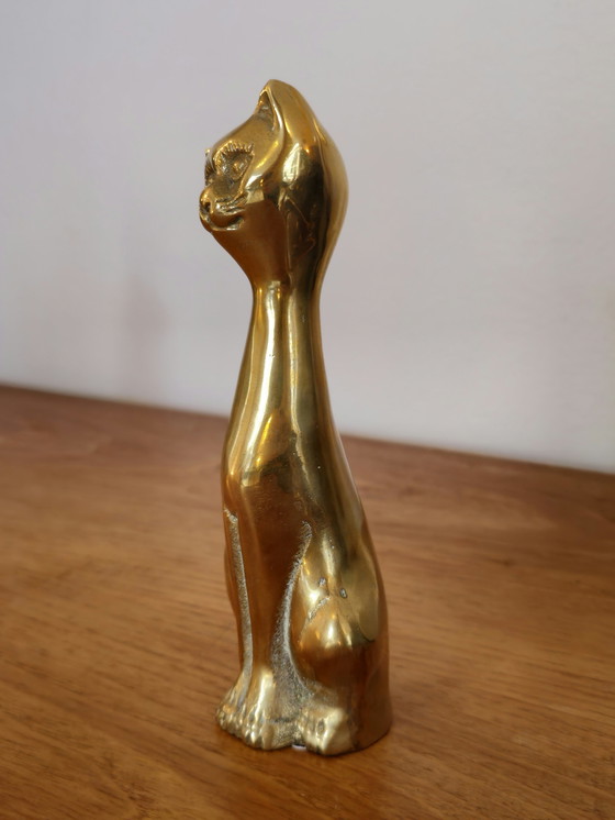 Image 1 of 2x Messing Katten Poezen Beelden Vintage 