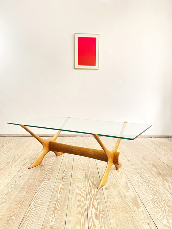 Image 1 of Sofa-tafel // Mahoniehouten en glazen salontafel voor CF Christiansen Silkeborg, 1960