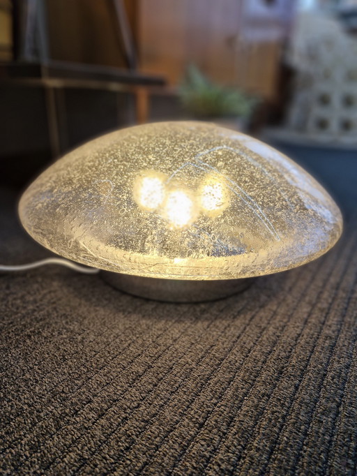 Vintage Space Age Plafondlamp Mushroom Glas Chroom 70s