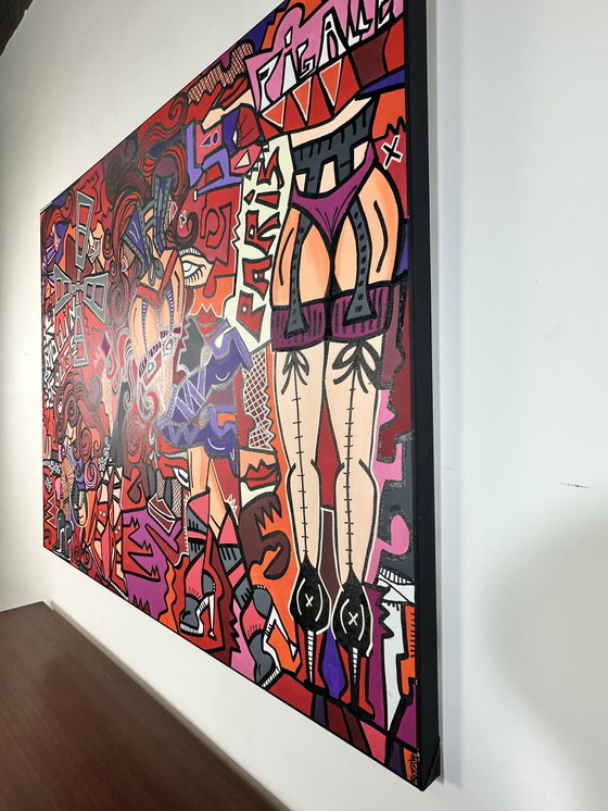 Image 1 of Acryl en Posca op Canvas "Moulin Rouge" hedendaagse kunst door Red Dito