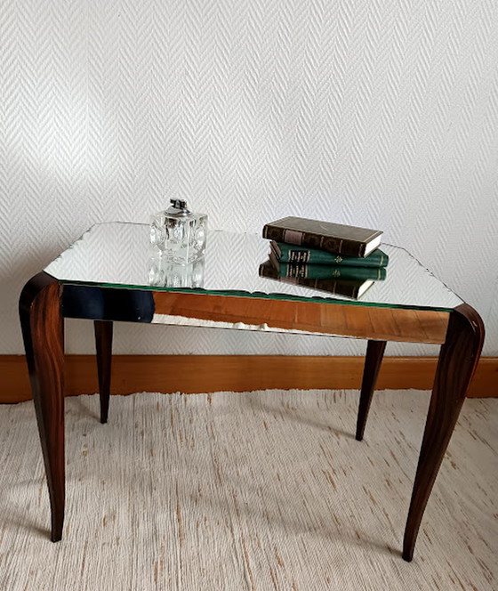 Image 1 of Vintage Art Deco glazen en palissander salontafel van Marly Frères, 1950