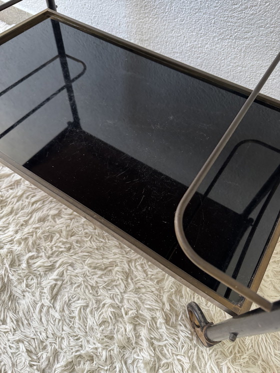 Image 1 of 70's Zwart plexiglas Rolling Dressoir