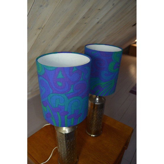 Image 1 of Paar vintage geglazuurde keramische tafellampen van Bitossi voor Bergbom, Zweden 1960