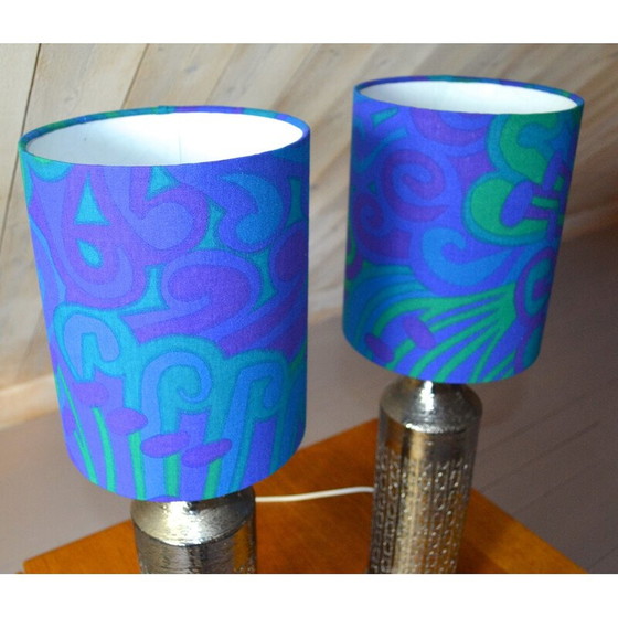 Image 1 of Paar vintage geglazuurde keramische tafellampen van Bitossi voor Bergbom, Zweden 1960