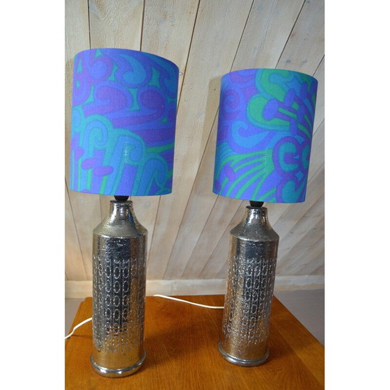 Image 1 of Paar vintage geglazuurde keramische tafellampen van Bitossi voor Bergbom, Zweden 1960