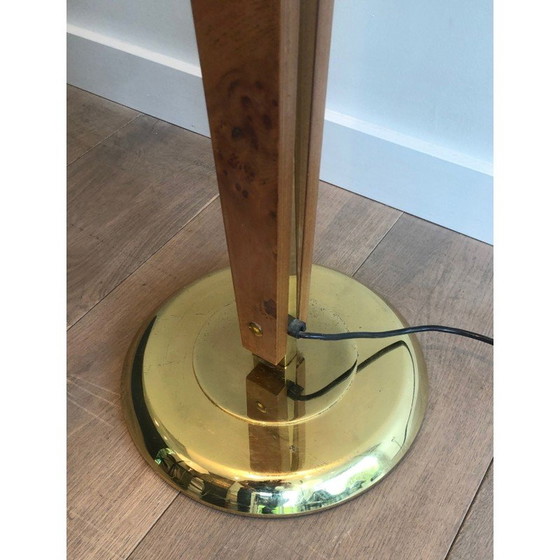 Image 1 of Vintage vloerlamp van hout en verguld metaal, 1970