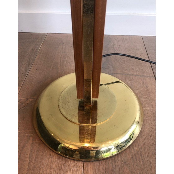Image 1 of Vintage vloerlamp van hout en verguld metaal, 1970