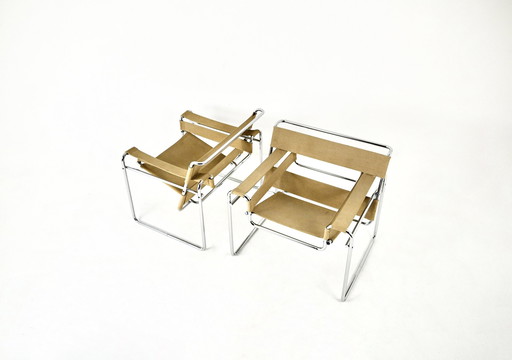 Paar "Wassily" fauteuils van Marcel Breuer voor Gavina, 1970S