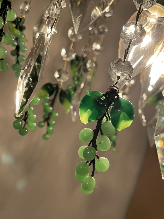 Image 1 of Vintage Murano Groene Druiven Hanglamp Kristal 