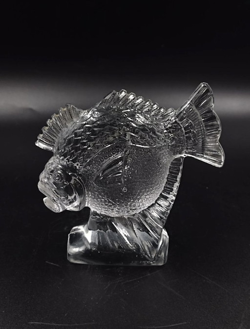 Beeldje Poisson Art Déco Verre Moulé Pressé Signé Ferjac Frankrijk Années 1920 1930