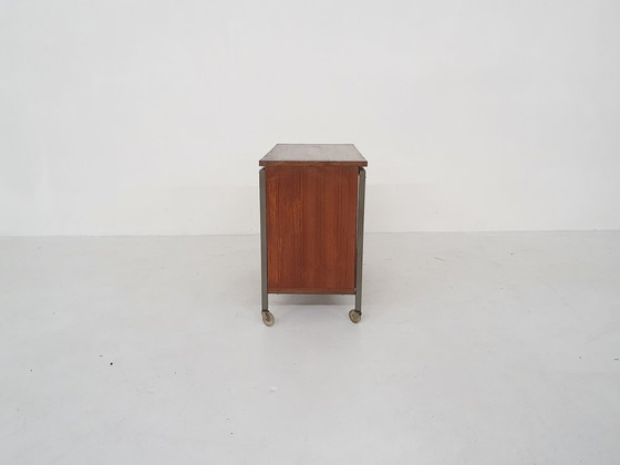 Image 1 of Mid-century teakhouten en metalen tv-tafel / trolley