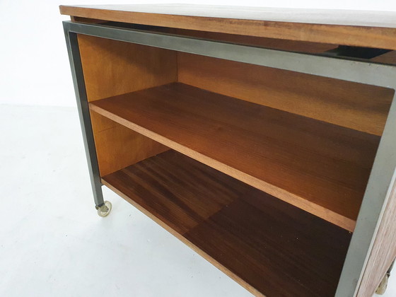 Image 1 of Mid-century teakhouten en metalen tv-tafel / trolley