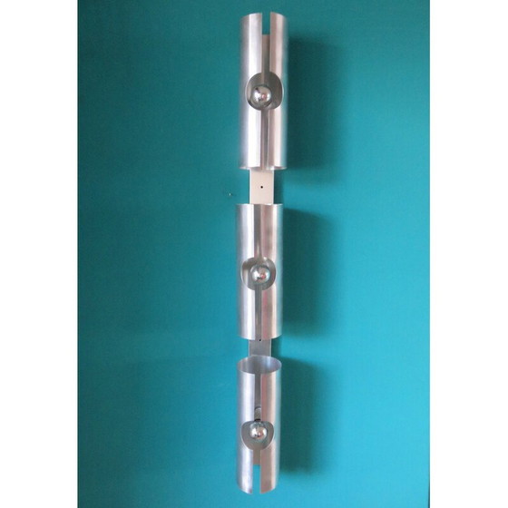 Image 1 of Vintage Space Age wandlamp van geborsteld aluminium, Frankrijk 1970