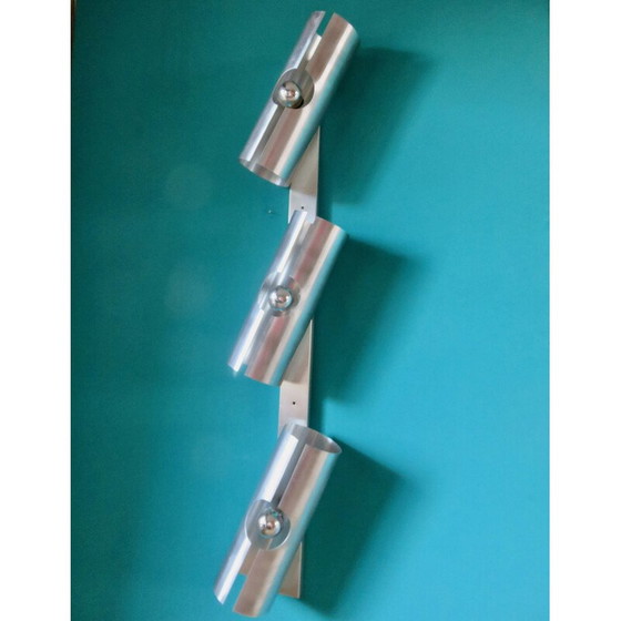 Image 1 of Vintage Space Age wandlamp van geborsteld aluminium, Frankrijk 1970