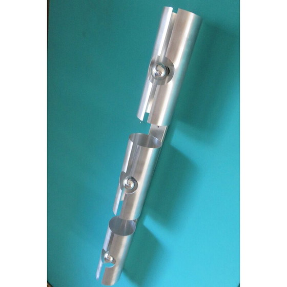 Image 1 of Vintage Space Age wandlamp van geborsteld aluminium, Frankrijk 1970