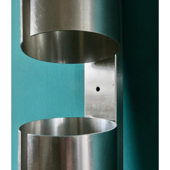 Image 1 of Vintage Space Age wandlamp van geborsteld aluminium, Frankrijk 1970