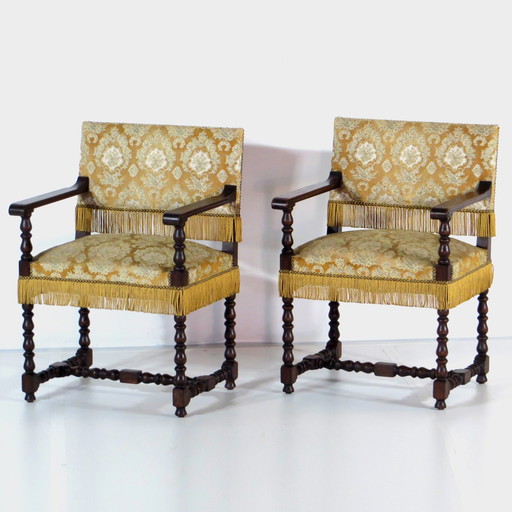 2x Antieke bibliotheek fauteuils 