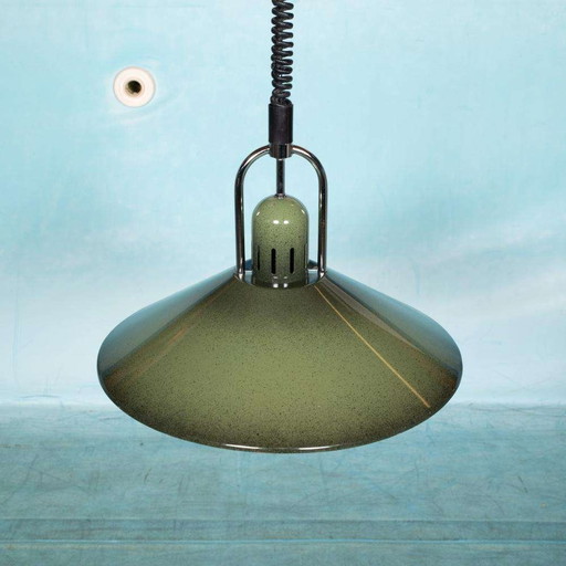 Space age hanglamp groen, Vintage Swedish 70s pendant