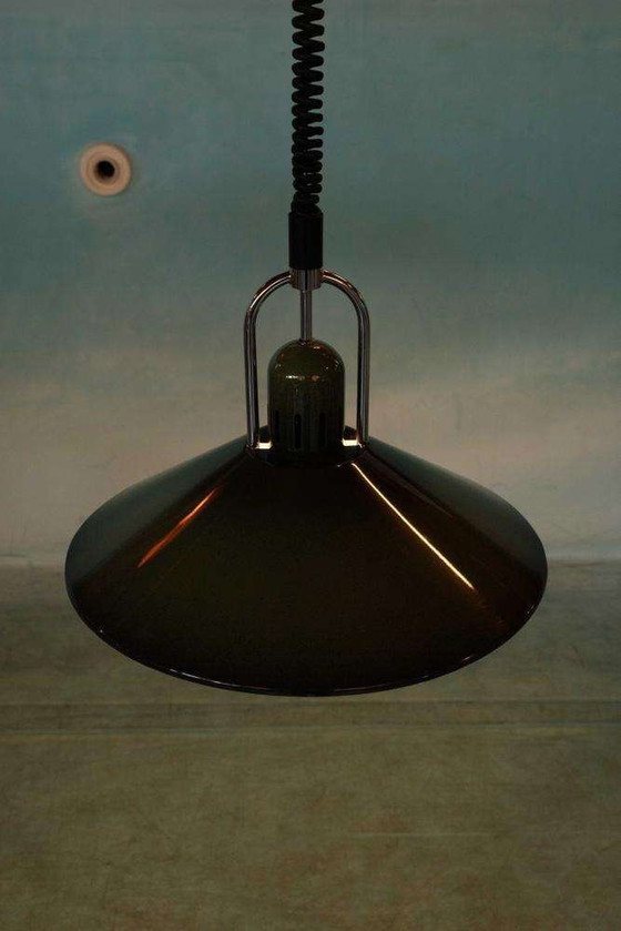 Image 1 of Space age hanglamp groen, Vintage Swedish 70s pendant