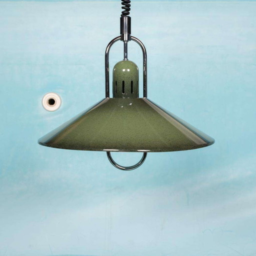 Space age hanglamp groen, Vintage Swedish 70s pendant