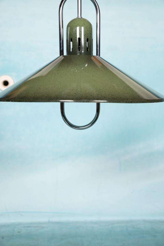 Image 1 of Space age hanglamp groen, Vintage Swedish 70s pendant