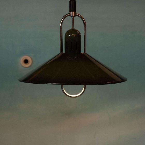 Image 1 of Space age hanglamp groen, Vintage Swedish 70s pendant