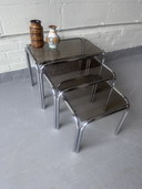 Vintage glazen tafels nesting tafels