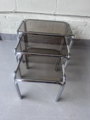 Vintage glazen tafels nesting tafels