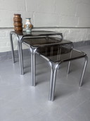Vintage glazen tafels nesting tafels