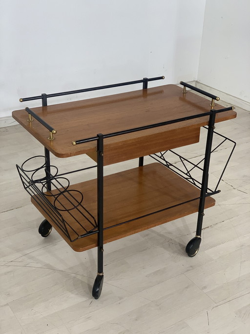 60s theetrolley serveerwagen bar trolley vintage teakhout