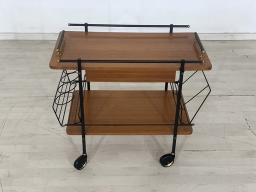 60s theetrolley serveerwagen bar trolley vintage teakhout