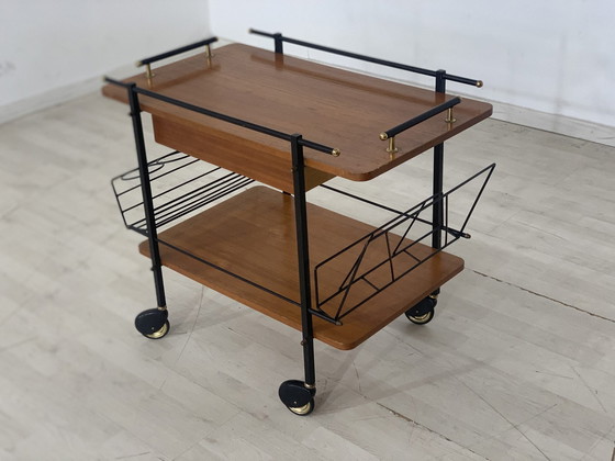 Image 1 of 60s theetrolley serveerwagen bar trolley vintage teakhout