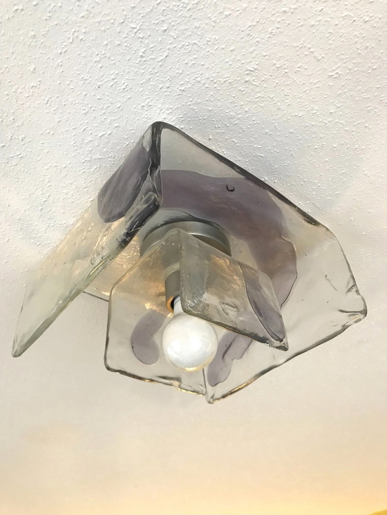 Image 1 of Carlos Nason Murano Glas Plafondlamp # Vintage 70S #