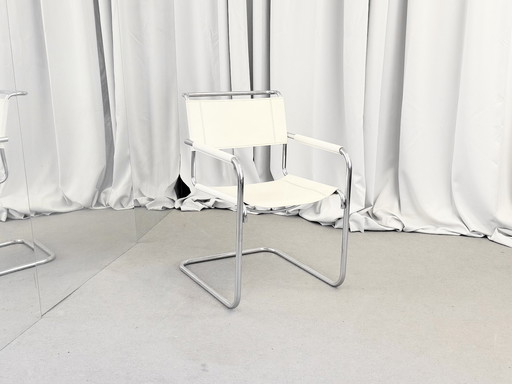 1/5 Thonet S34 leren sledestoel Bauhaus-stoel wit