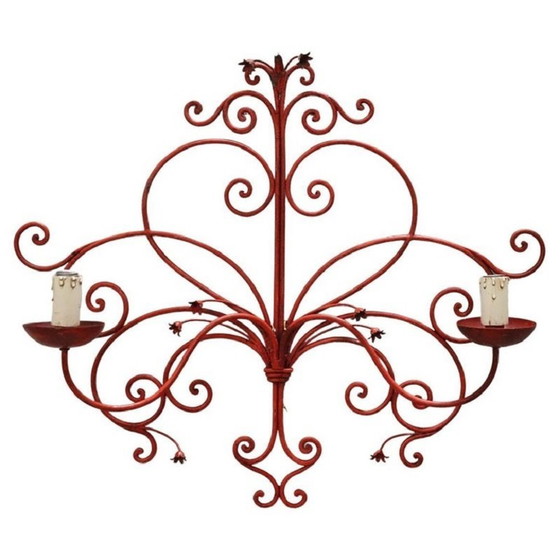 Image 1 of Wandlamp van rood gelakt ijzer