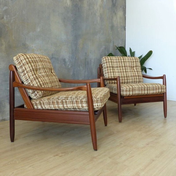 Image 1 of Paar vintage teakhouten fauteuils, Scandinavisch 1950