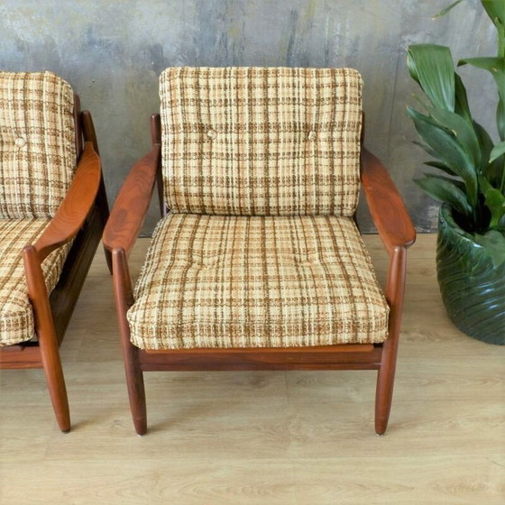 Image 1 of Paar vintage teakhouten fauteuils, Scandinavisch 1950