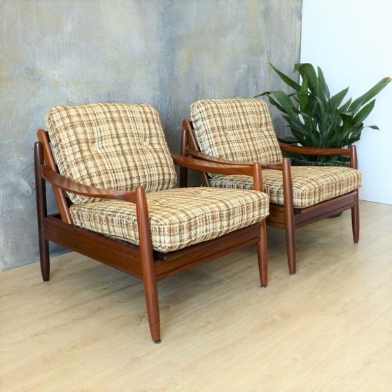 Image 1 of Paar vintage teakhouten fauteuils, Scandinavisch 1950